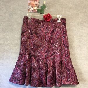 SKIRT LOFT PURPLE PINK WINE Y2K Fairycore  SZ 6 FLOUNCE SEQUINS WHIMSEYGOTH